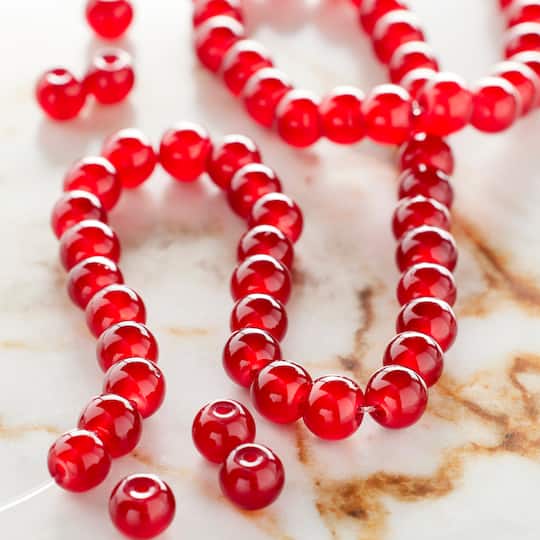 Dark Burgundy Red Glass Pearl Bead Necklace Bracelet & Earrings Set Gift Boxed